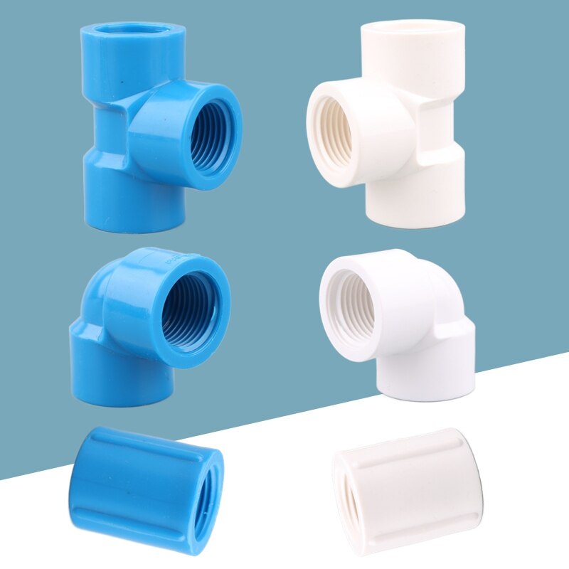1pc PVC Female Thread Connector Straight Elbow 3-Way Full Thread Connector For Garden Irrigation Pipe Adapter Aquarium Fittings