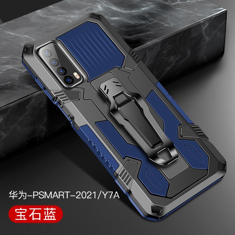 Armor Case Voor Huawei Y7A Case Shockproof Riemclip Holster Cover Voor Huawei Huaweiy Huawei Y7A Y 7A Y7 een Coque Funda: For Huawei Y7A / Blue
