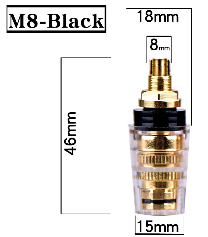 HIFIDIY LIVE altoparlante fai-da-te terminale connettore rilegatura post amplificatore HIFI cupper puro placcato in oro presa a Banana scatola di giunzione M8 L8: M8 Black / 2 pieces