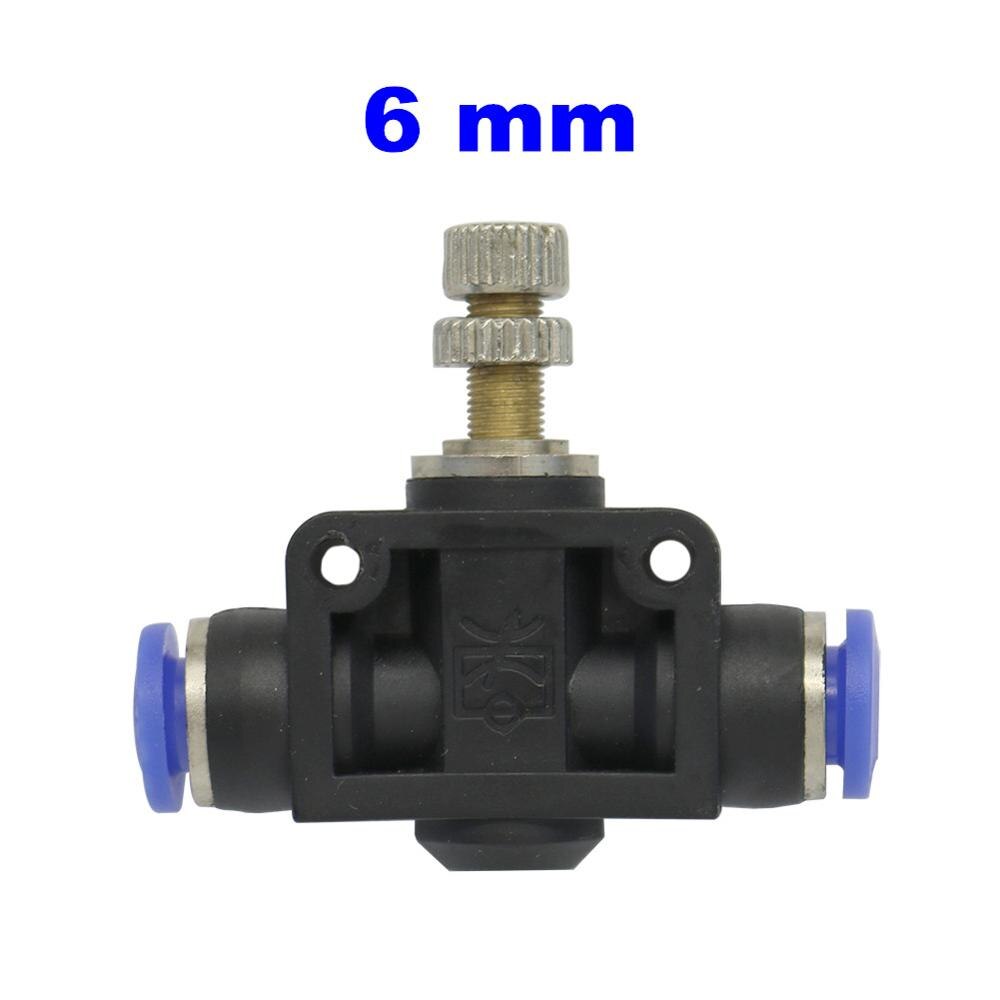 Pneumatic Airflow Regulator 4mm 6mm 8mm 10mm 12mm OD Hose Tube Gas Flow Adjust Valve Air Speed Control Valve Pneumatic Fitting: 6mm