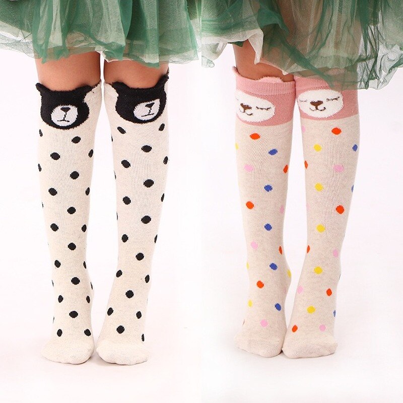 Cute Panda Kids Baby Socks Knee Girl Boy Baby Socks Animal Dot Soft Cotton Socks Striped Children Spring Summer Sock