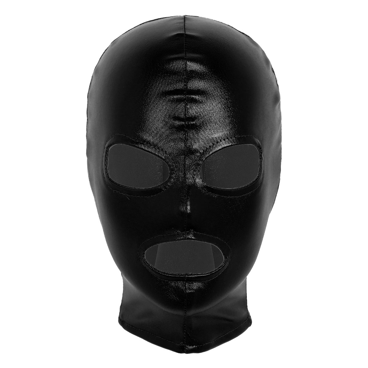 Unisex Vrouwen Heren Cosplay Gezichtsmasker Latex Glanzend Metallic Open Ogen En Mond Hoofddeksels Full Face Mask Capuchon Voor Rollenspel Kostuum