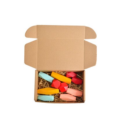 Children Colored Stone Jenga Stacking Blocks Educational Toy Nordic Style Rainbow Stone Wood Blocks Baby Wooden Toys: 10pcs-red