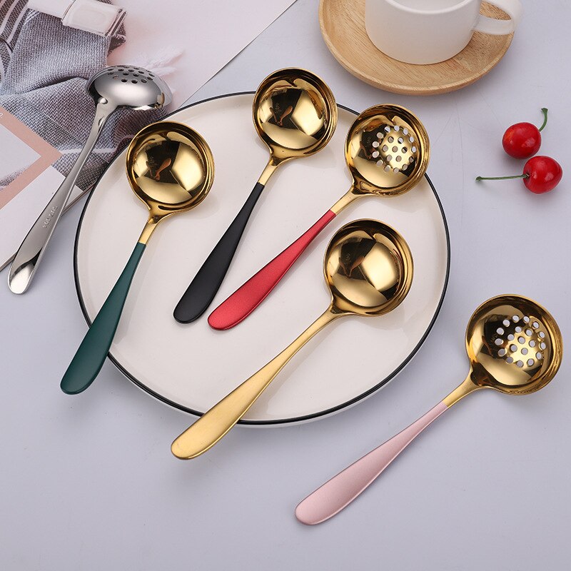 304 Rvs Ladel Afvoer Lepel Online Celebrity Keuken Creatieve Kleine Nummer Pot Lepel Openbare Lepel Sub-Pap spo