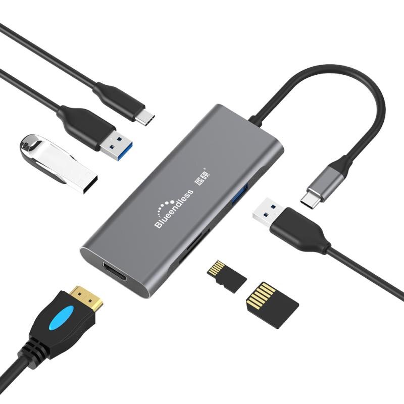 sottile USB C centro 9 in 1 TypeC a 3.0 HDMI TF LAN PD USB centro Adattatore per Macbook ek: 7 in 1