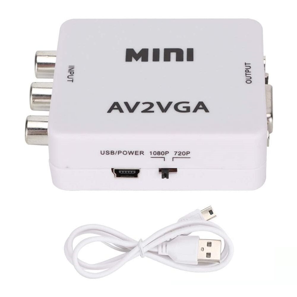Mini RCA To VGA Converter AV2VGA VGA2AV Conversor with 3.5mm Audio RCA To VGA Video Converter For PC to TV HD Computer to TV