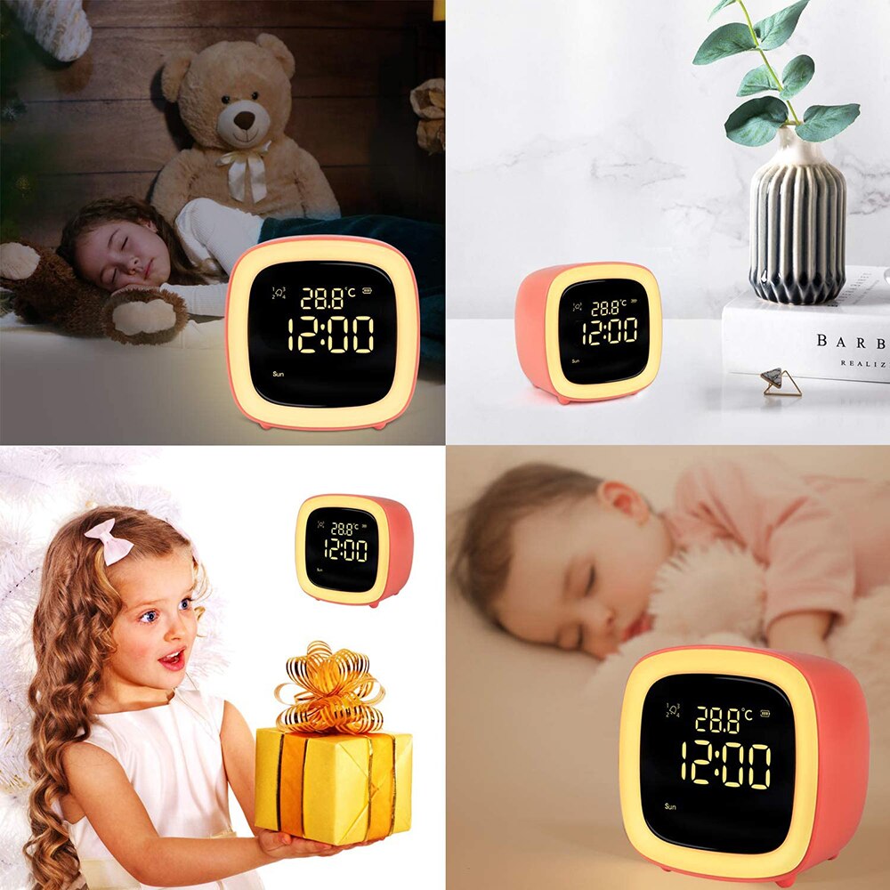 Kids Alarm Clock Digital, Cute NightLight Children's Alarm Clock with Countdown/Snooze/Timer Light/4 Alarms/Voice Control