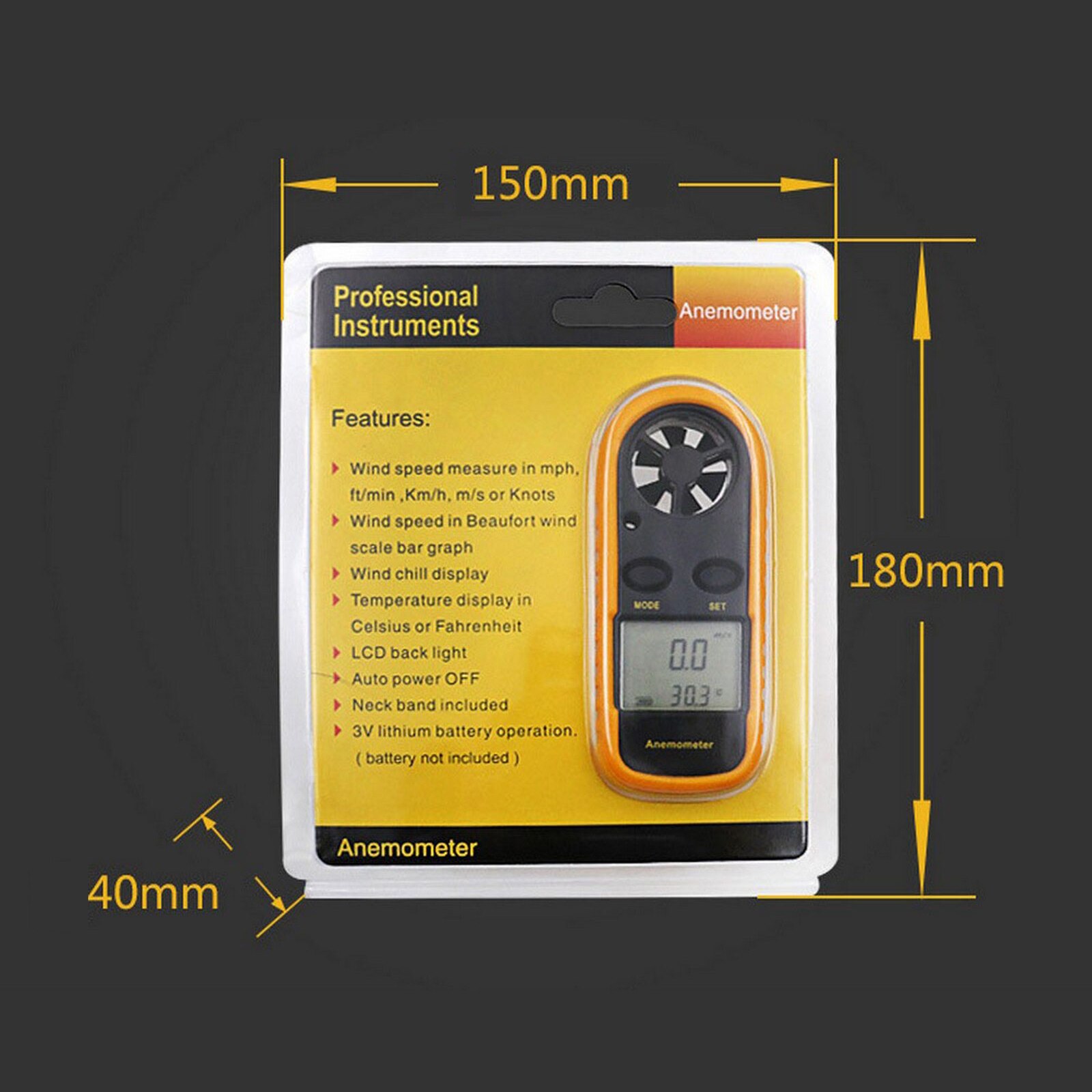 Wind Speed Handheld Digital Wind Speed Meter Portable Anemometer Sensor Wind Speed RZ818 GM816 0-30M/S Wind Meter Anemometer