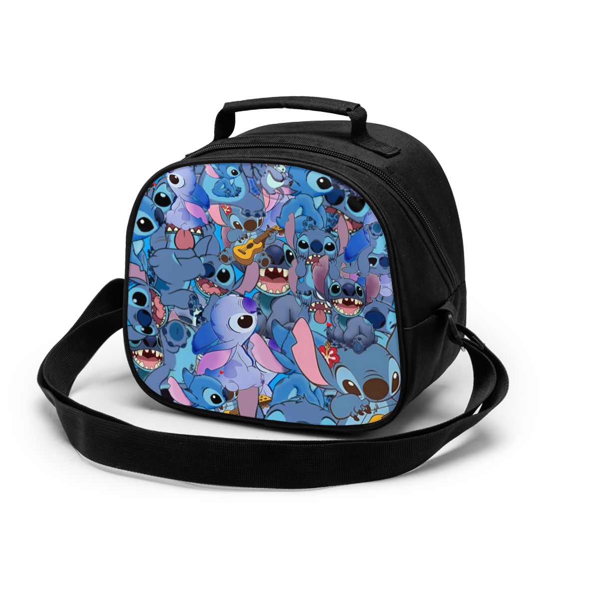 lovely Stitch Canvas Portable Cooler Lunch Bag Thermal Insulated Food Picnic Lunch Box Bag for students Kids children: Black12
