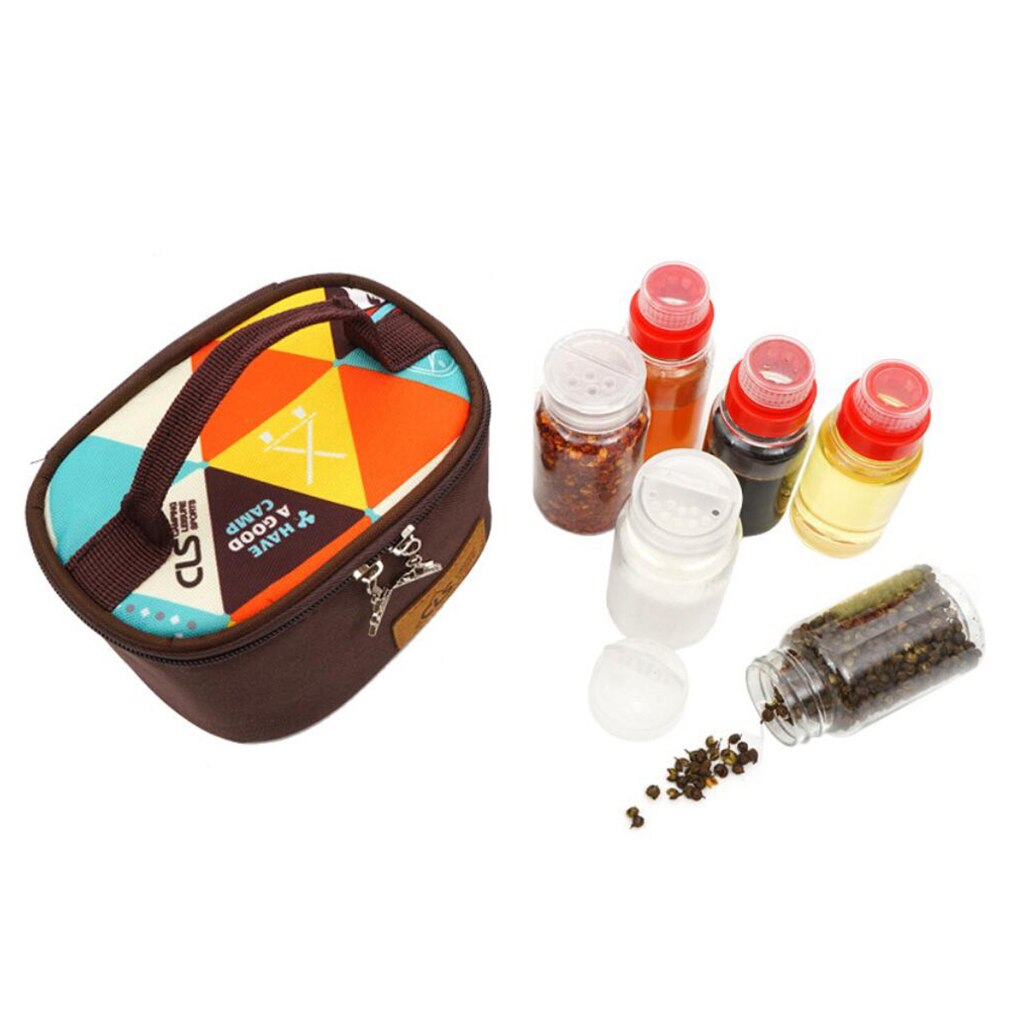 6 Stck Camping BBQ Picknick Würze Krug Flaschen Pfeffer Zucker Container w/Tasche