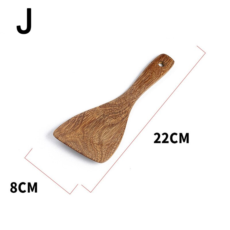 Duurzaam Eco-vriendelijke Houten Spatel Hittebestendige Non-stick Natuurlijke Houten Koken Lepel Rijst Scoop Keuken Kookgerei: J