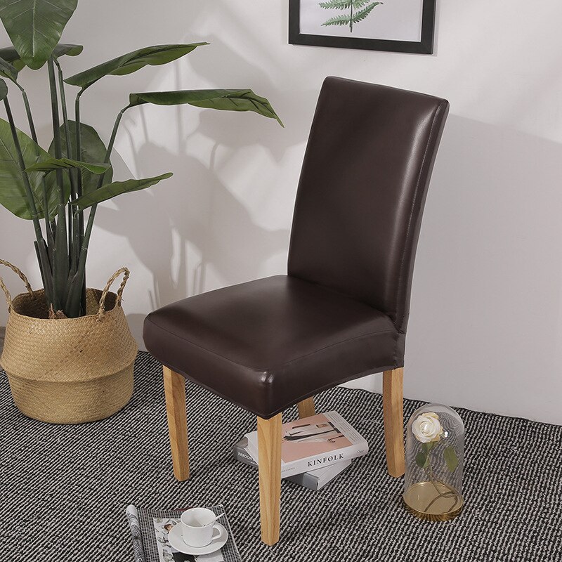 Elastic Chair Covers Home Dining Chair One-Piece Hotel PU Leather Chair Cover: 4 / 60*180cm