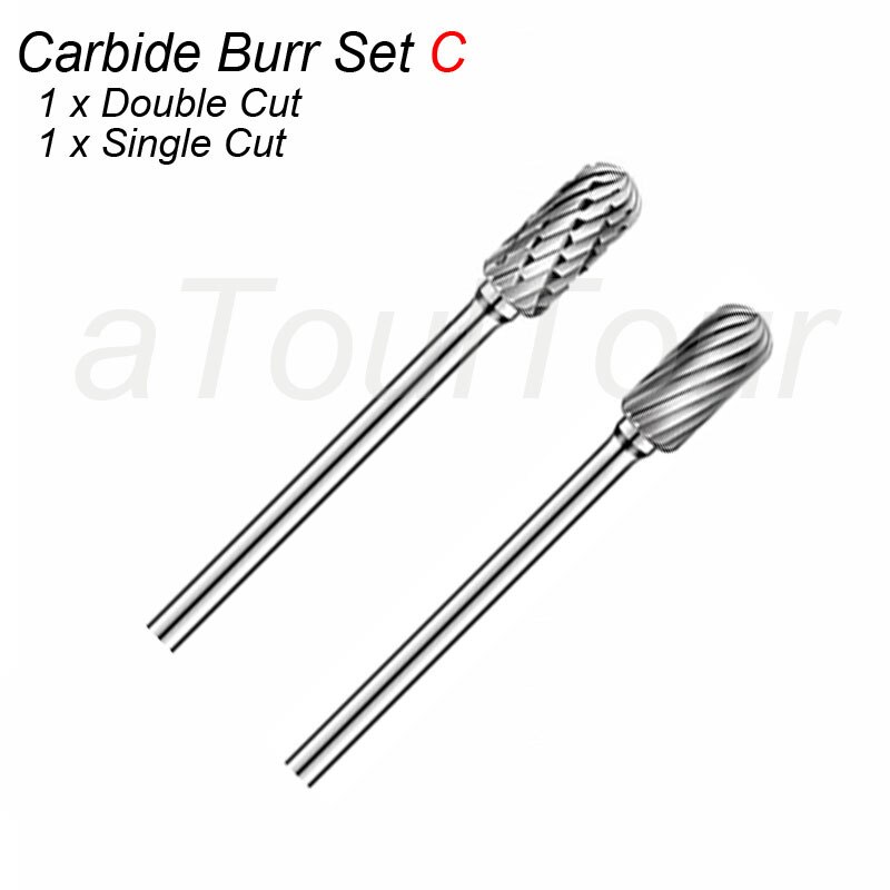 3mm Shank Cutter Tungsten Carbide Milling Cutter Bit Rotary Tool Burr Double Single Cut for Metal Wood Plastic Stone Grinding: Milling Bit Cutter C