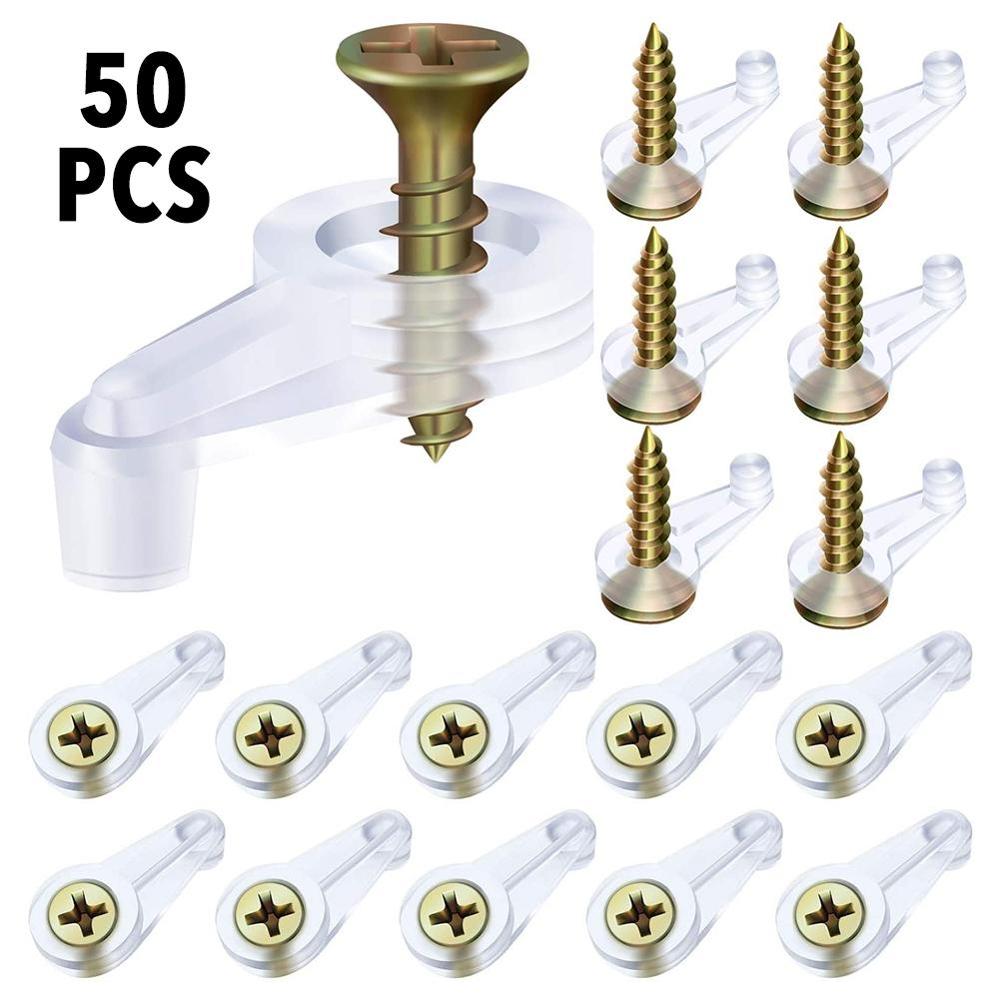 Kit de Clips de retenue en verre de 50pcs Clips de retenue de panneau en verre en plastique avec vis pour porte d'armoire: Default Title