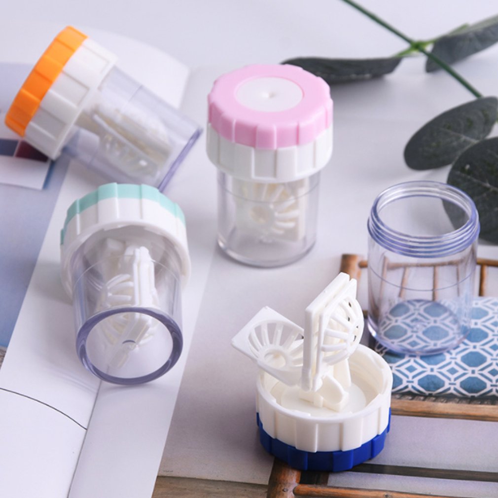 Small Contact Lens Cleaner Portable Manual Rotation Stealth Glasses Box Manual Cleaning Glasses Contact Lens Cleaner