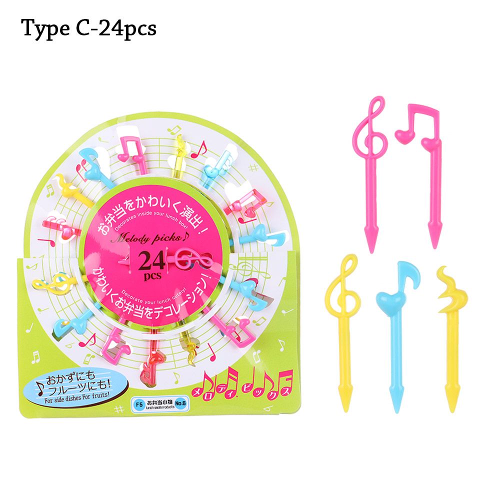 Children Cartoon Fruit Fork Plastic Animal Fruit Fork Picks Mini Snack Cake Dessert Pick Toothpick Bento Lunches Party Decor: B-Type C-24pcs