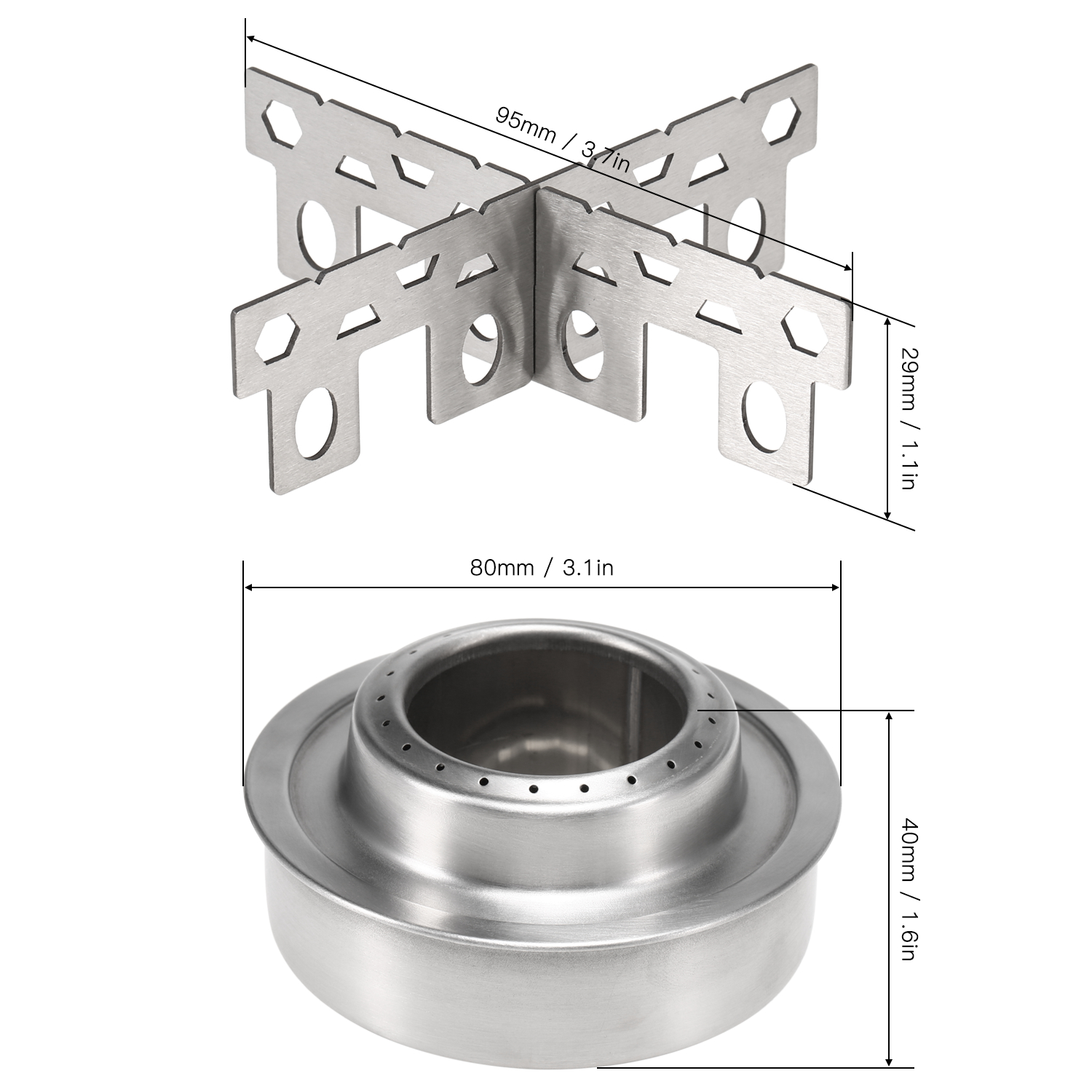 Lixada Mini Alcohol Stove Outdoor Portable Camping Stove with Cross Stand Stove Rack Support Stand Camping Cooking Picnic Stove