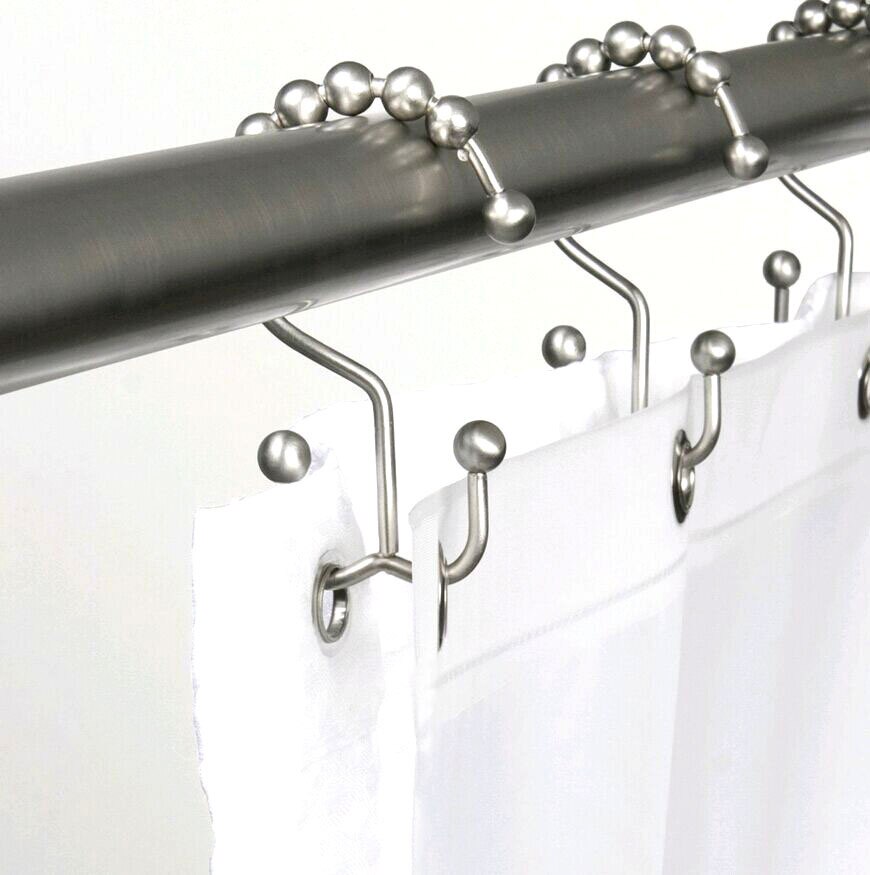 4/6pcs Stainless Steel Bath Curtain Rollerball Hook Curtain Rings Hooks Curtain Ring Rack Anti-slip Roller Bathroom Accessories