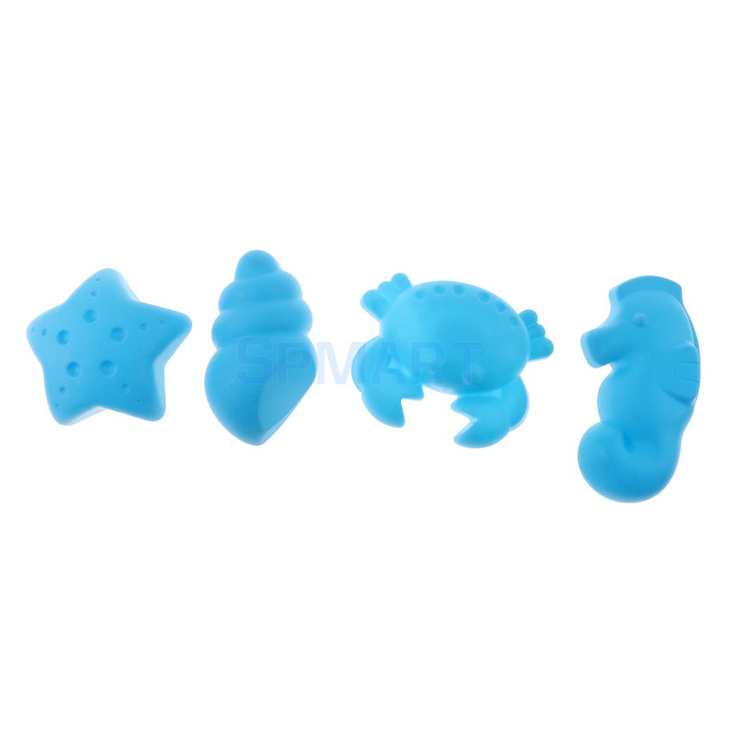 Kids beach sand toys, sea creatures sand molds set (  (4 pieces) sandbox toys, beach garden fun