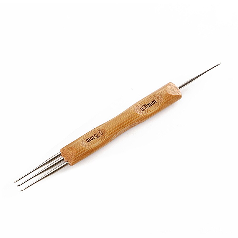 0.75Mm Crochet Hooks Dreadlock Hair Braids Needle Single Double Hook Crochet Tools Bamboo Handle Crochet Needles For Braid Craft: 0.75mm 1tou 3tou