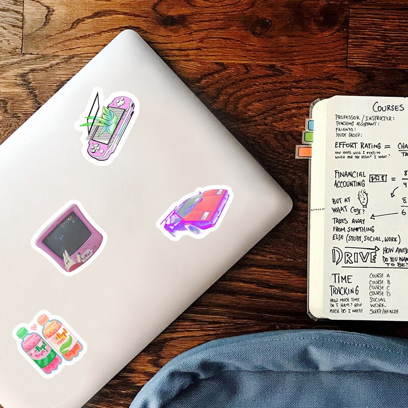50pcs Vaporwave Art Style Sticker For Laptop Skateboard Luggage Refrigerator Notebook Decals Helmet Cartoon Computer Stickers