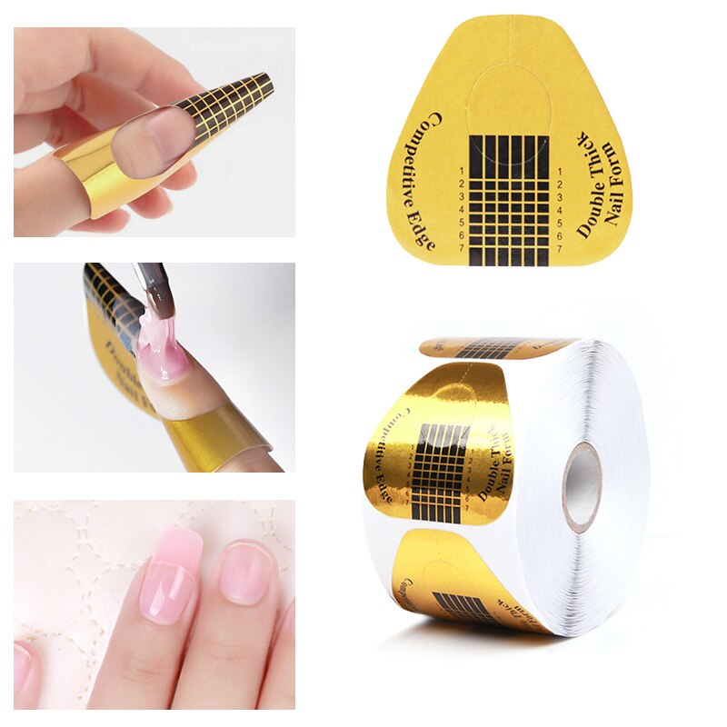 Yiday 1 roll 500 stks Nail Vormen Uitbreiding Gids Art Sticker Tape Tips Acryl UV Gel Beeldhouwen Vorm Franse Stijl DIY Tools