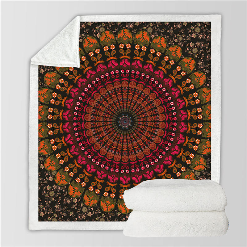 BeddingOutlet Mandala couverture pour adultes microfibre bohème en peluche Sherpa jeter couverture sur lit mince couette cobertor literie: 2 / 150cmx200cm