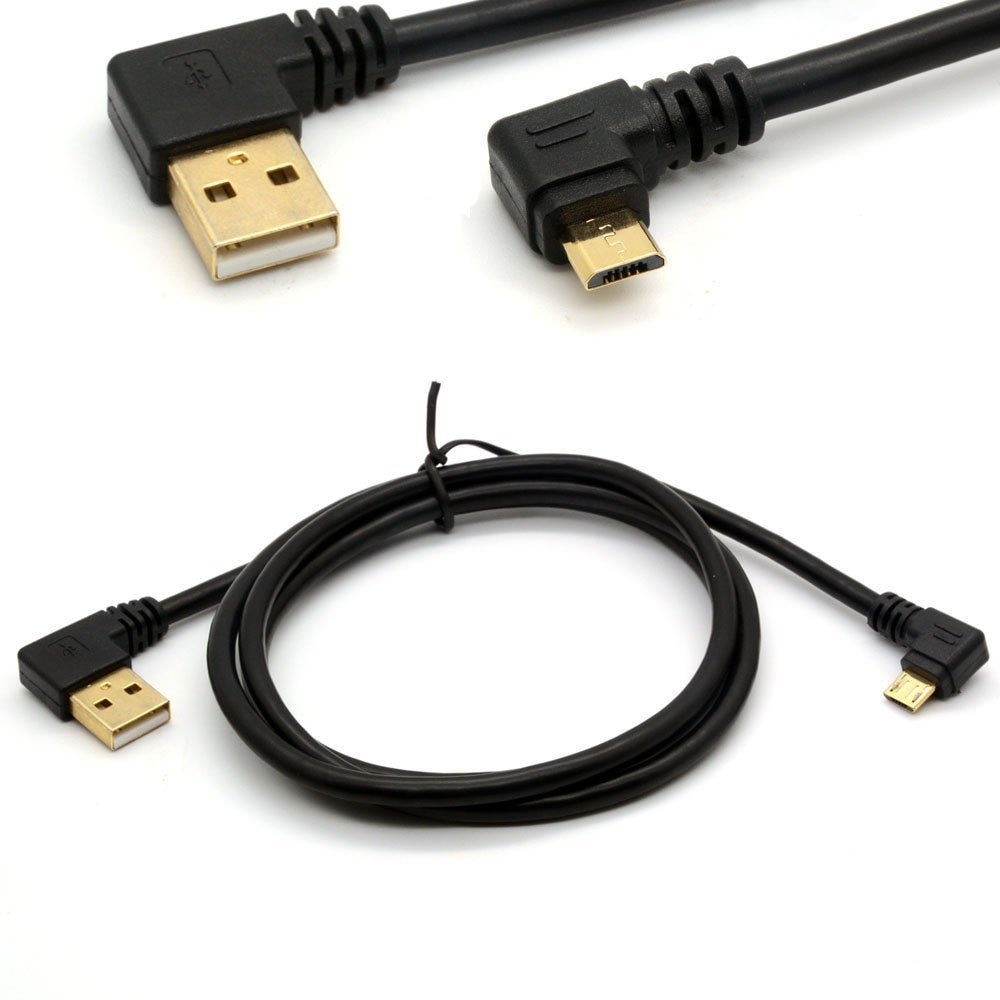 1m USB 2.0 A Left Angle Male to Micro B 5Pin Right Angle Data Sync Charge Cable