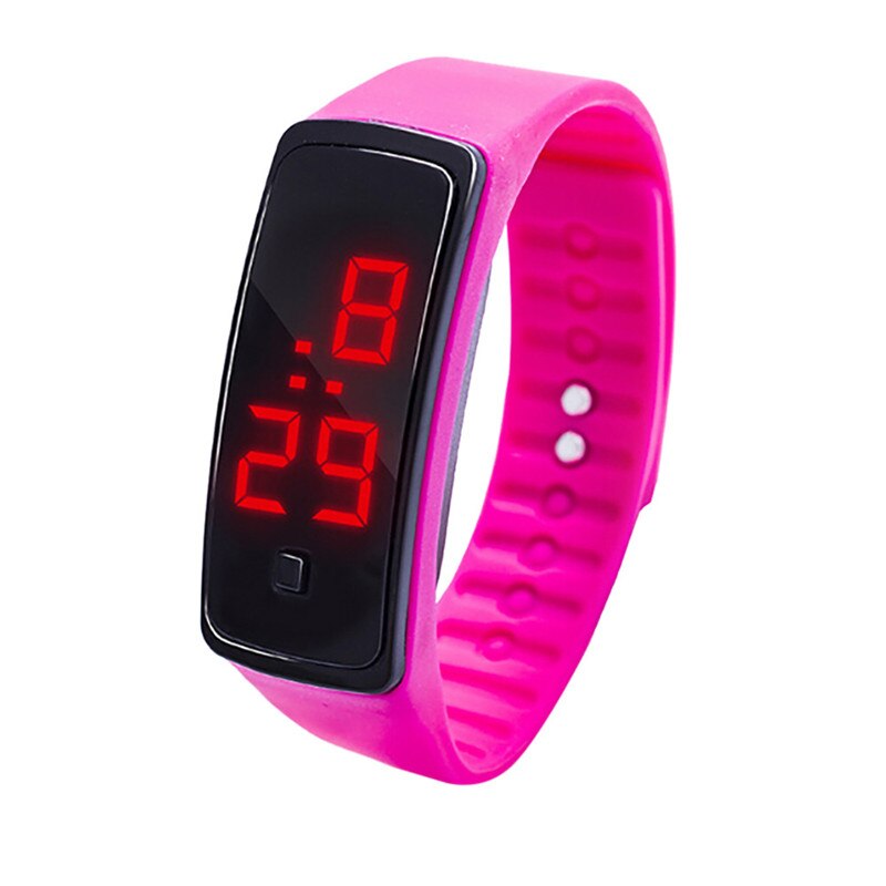 Mens Frauen Uhr LED Digital Anzeige Sport lässig Luxus Schwarz Armbinde Uhr freundlicher Studenten Kieselsäure Gel Uhr D9: heiß Rosa
