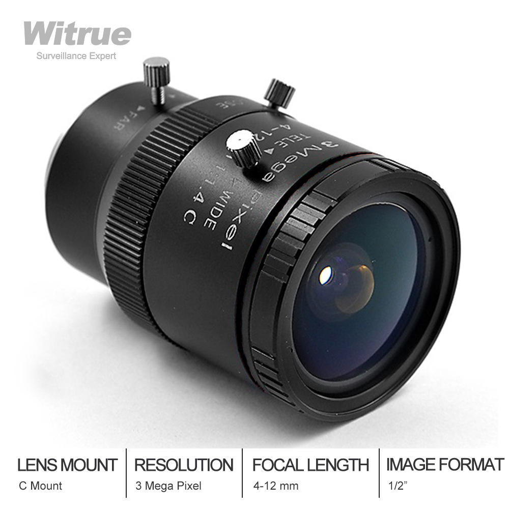 3 Mega Pixel HD 4-12mm Varifocal LENS C Mount Industrial lens Manual Iris CCTV Lens For Security Camera
