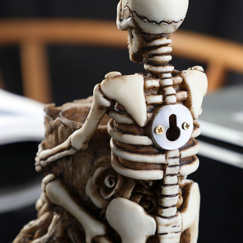 Dödskalle pennhållare skelett smink pensel penna förvaring hemmakontor skrivbord arrangör halloween inredning