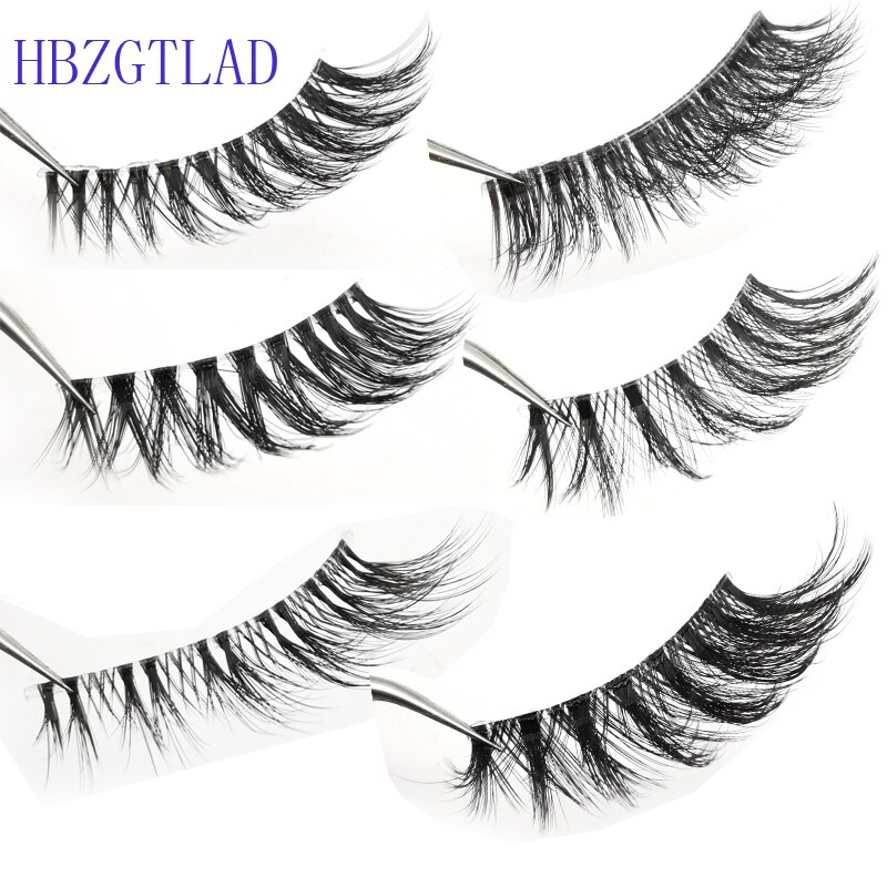 Mink Eyelashes 3 pairs lashes invisible band mink lashes reusable false eyelashes Makeup in Bulk+Eyelash curler