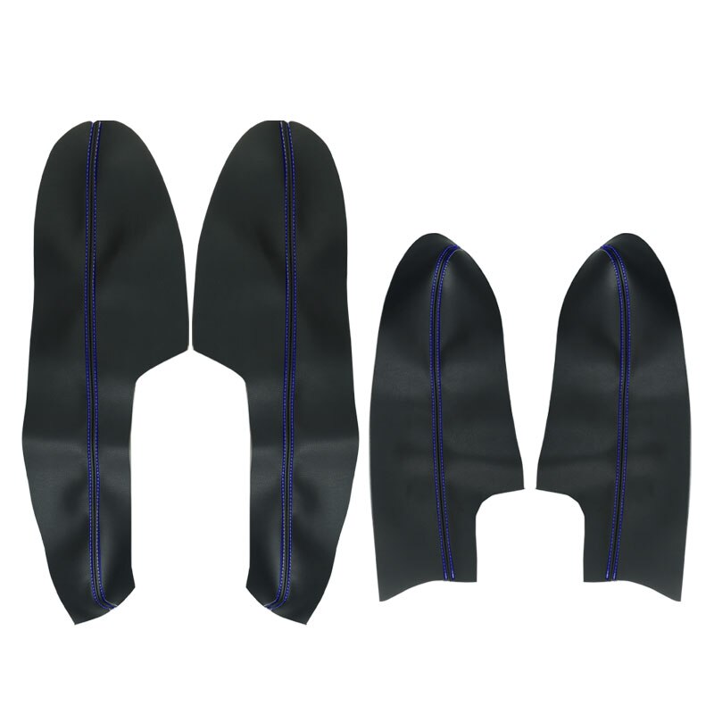 4 Stuks Zachte Lederen Armsteun Cover Voor Nissan Qashqai J11 Binnendeur Armsteun Panel Cover Sticker trim: Black-blue line