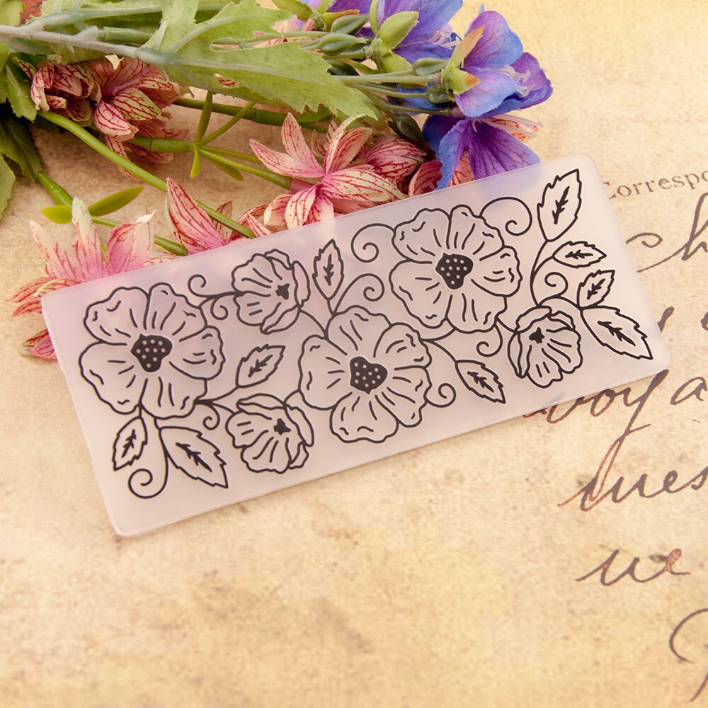 YINISE Plastic Embossing Folder For Scrapbook Stencils FLOWERS BACKGROUND DIY Photo Album Cards Making Decoration Scrapbooking
