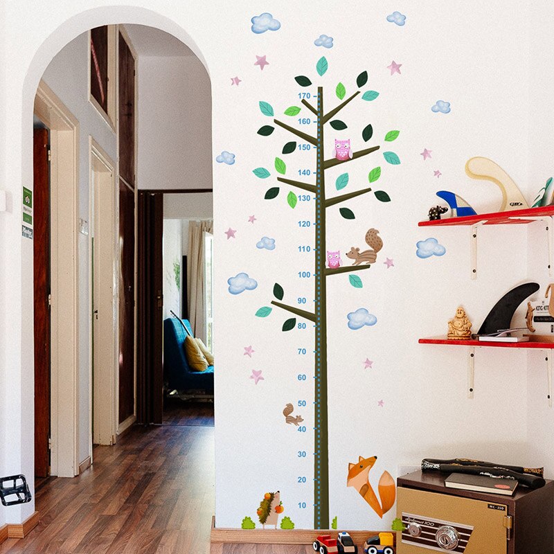 Large Cartoon Tree Wall Stickers for Kids room Height Measurement Sticker for Nursery Baby Room Decor Removable DIY Home Decor