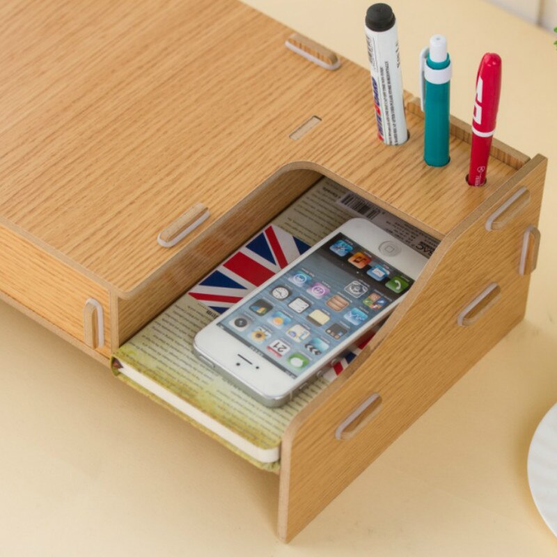 Montaje de Monitor de ordenador elevador de madera DIY soportes para ordenador portátil estante de almacenamiento de pantalla de oficina organizador de teclado escritorio soporte para portátil