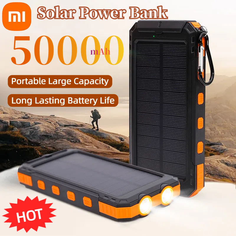 Xiaomi 50000 mah bærbar solcelle-powerbank med stor kapacitet, hurtigopladning, eksternt batteri med lommelygte til xiaomi iphone huawei