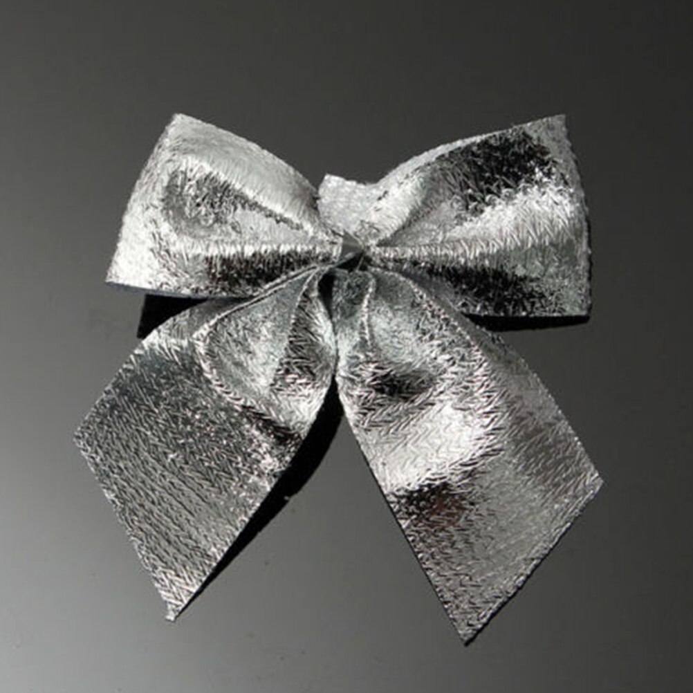 12 stuks kerstboomversiering met strik, kerstballen, kerstversiering, kerstversiering, benodigdheden voor rood, goud en zilver: Zilver