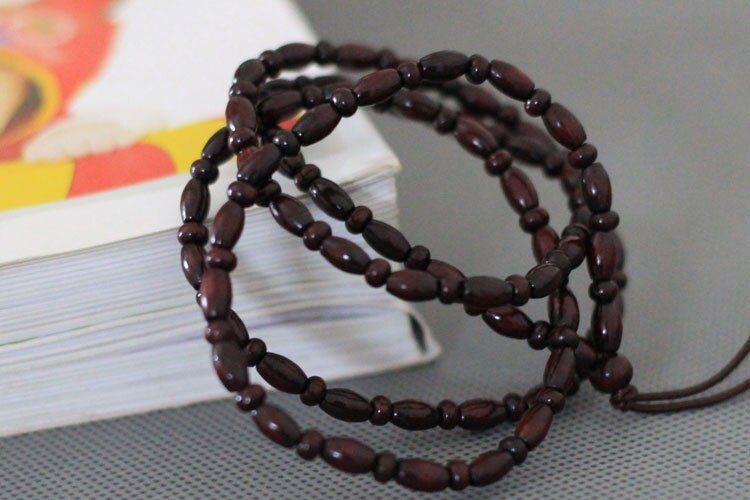 Red Sandalwood Beads Necklace for Pendant-Elastic Cord