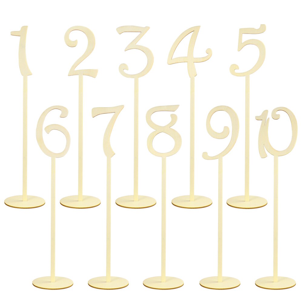 10 Stuks Tafel Nummers Houten Met Houder Decoratie Aantal Plaats Kaarten Voor Banket