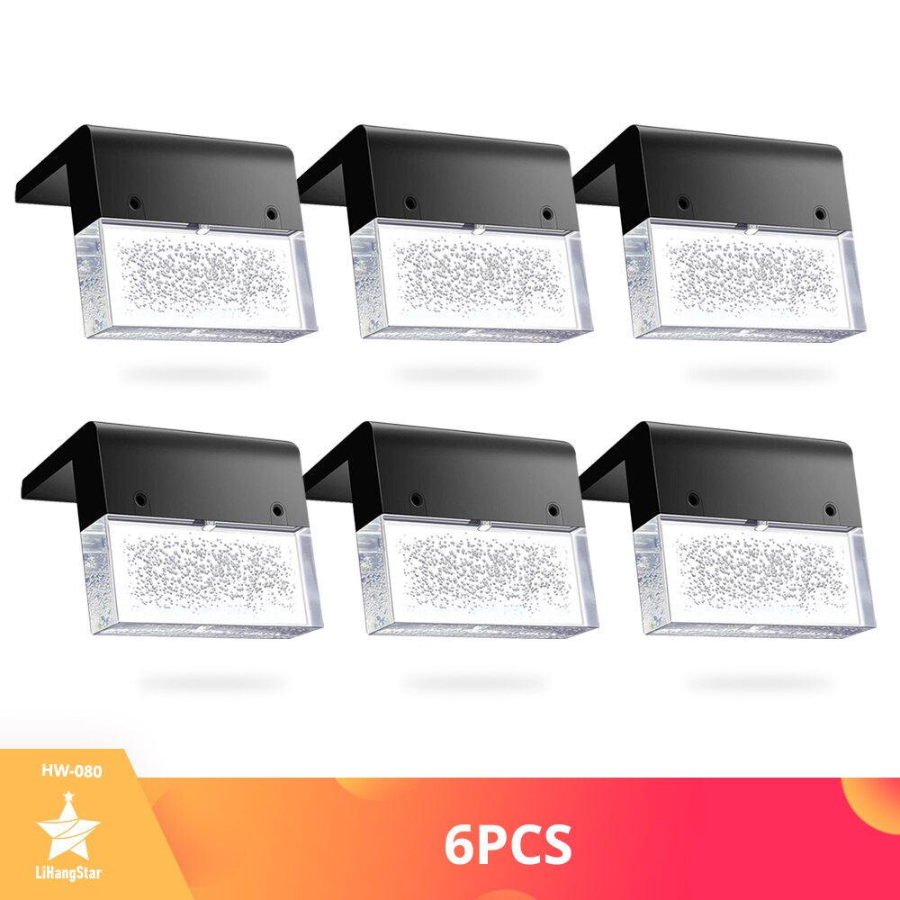 LED Solar Light Deck Light Outdoor Waterproof LED Fence Light for Steps, Courtyards, Railings, Walls, Warm White/color Change: 6PCS