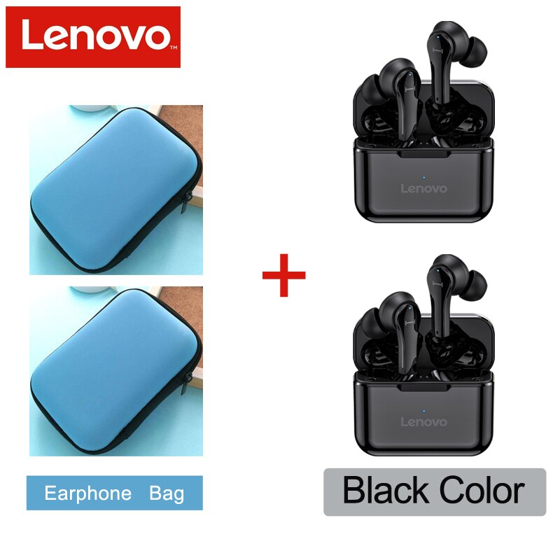 Globalny Lenovo QT82 bezprzewodowy zestaw słuchawkowy Bluetooth dotykowy zestaw słuchawkowy Stereo HD MIC rozmowa 400mAh duża bateria IPX5 wodoodporna: QT82 2Black 2Case