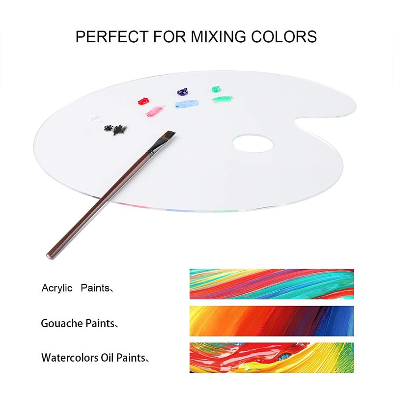 Clear Plastic Paint Palettes 11x14 Inches Size 2 Sets,Oval Art Palette for Acrylic Oil Paints Mixing - Easy Clean