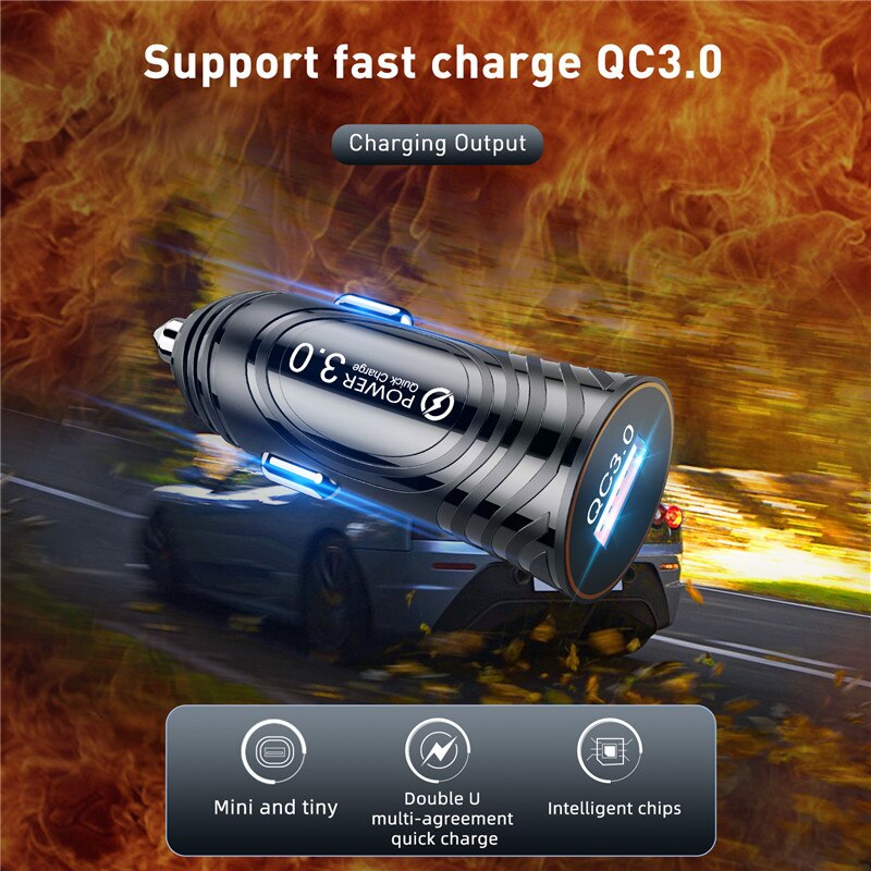 Mini Auto Usb Laders Adapter Snelle Lading QC3.0 Voor Iphone Samsung Xiaomi Huawei Usb Snel Opladen Voor Mobiele Telefoon Auto lader