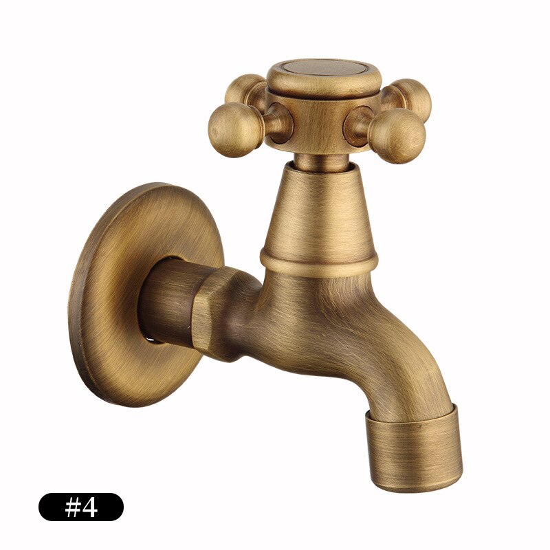 Wall Mounted Antique Brass Bathroom Washing Machine Faucet Mop Pool Tap Cold Water Bibcock Tap Decorative Outdoor Garden Faucet: A4