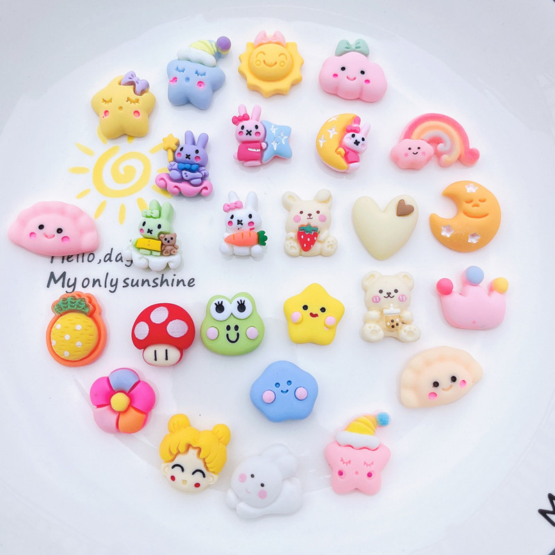 4Pcs 3D Random Resin Sticker Decorative Crafts Flatback Cabochon Embellishments For Scrapbooking Diy Water Cup Accessories