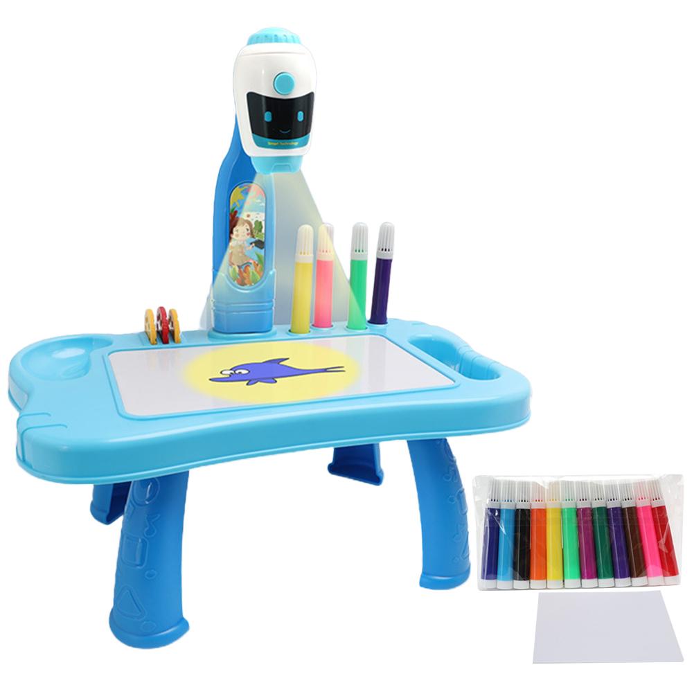 Kids Drawing Projector Table Toys Drawing Board Table with Light Educational Learning Paint Tool LED Painting Desk Toys for Kids: style 12