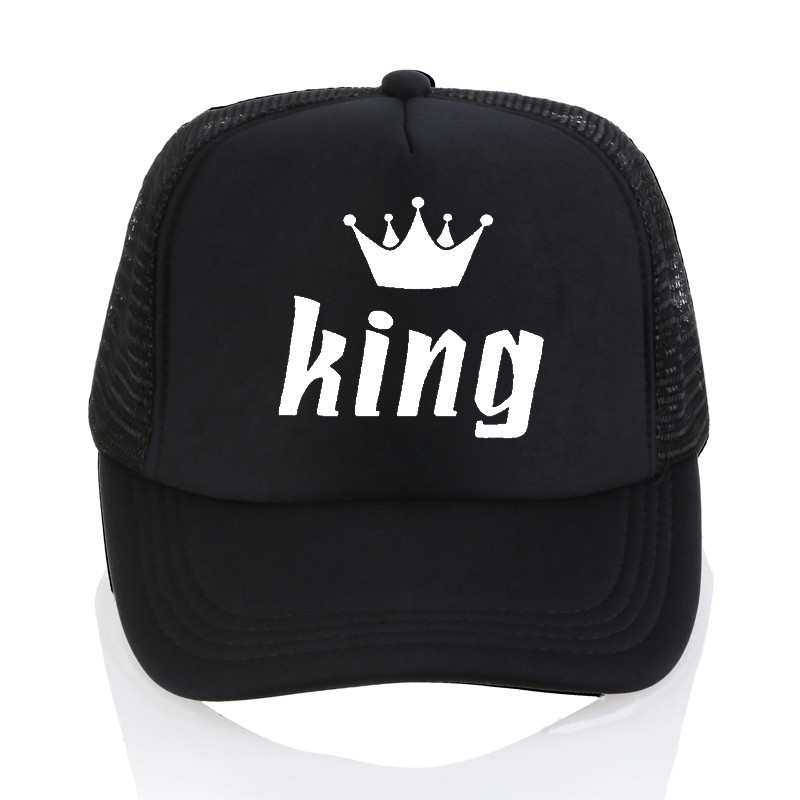 king queen cap crown Print baseball Caps Men Women Summer Visor Snapback Hat White Black Lover Trucker bone: Blue