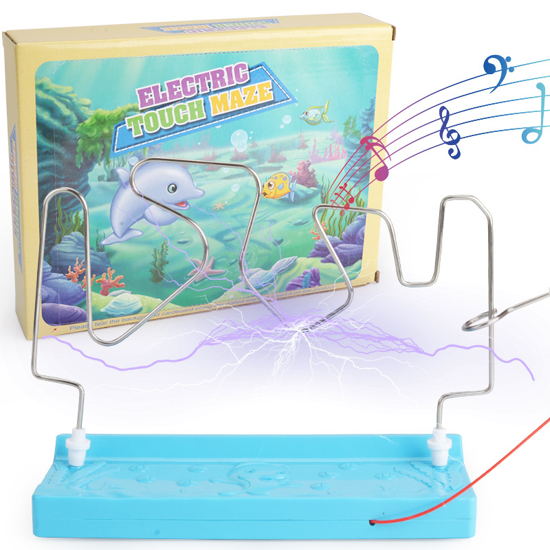 Elektrisk interaktivt touch rør labyrint legetøj kollision shock legetøj roman puslespil labyrint spil med musikbelysning med børn: D126-10