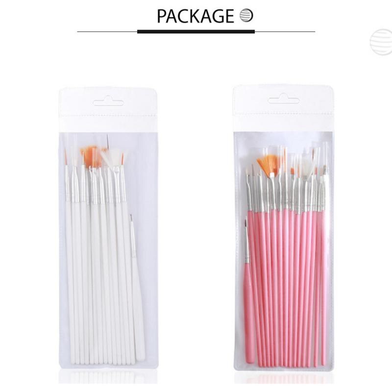 15 stk/sæt nail art børstesæt uv gel liner pen pensel prikkepen neglelak gradient maling tegnepen nail art værktøjssæt